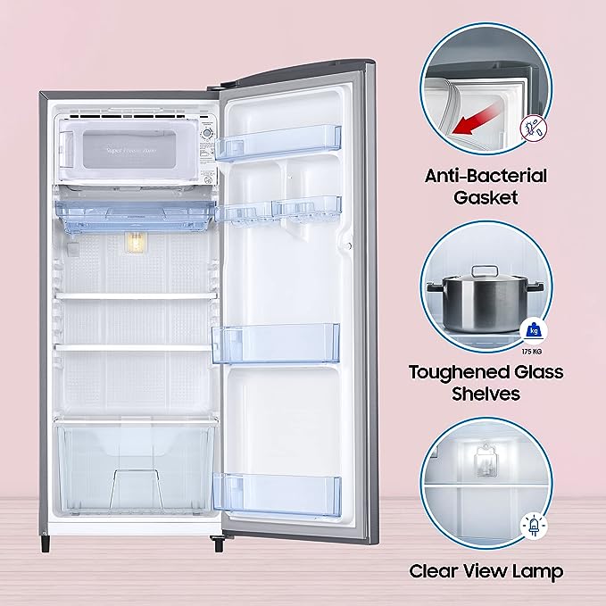 Samsung 183 L 2 Star Digital Inverter Direct Cool Single Door Refrigerator (RR20C2412GS/NL, Gray Silver, 2023 Model)(OPEN BOX) Samsung 183 L 2 Star Digital Inverter Direct Cool Single Door Refrigerator (RR20C2412GS/NL, Gray Silver, 2023 Model)(OPEN BOX)
